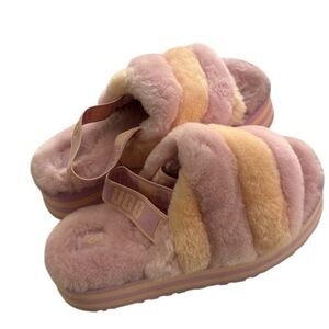 UGG Pink and Orange Fluffy Slippers